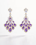 Amethyst cascade gold drop earrings with purple zirconia elegant women design