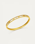 Artemis Crystal Bangle – 18K gold-plated brass bracelet with baguette and round crystal detailing, elegant slim bangle design
