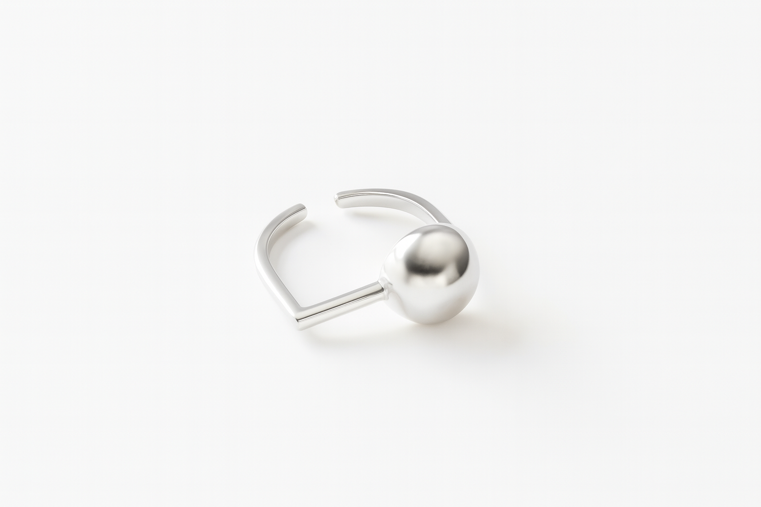 Astra Cube Ring in polished silverplated brass, geometric cuff ring design