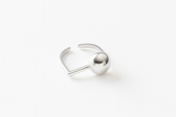 Astra Cube Ring in polished silverplated brass, geometric cuff ring design