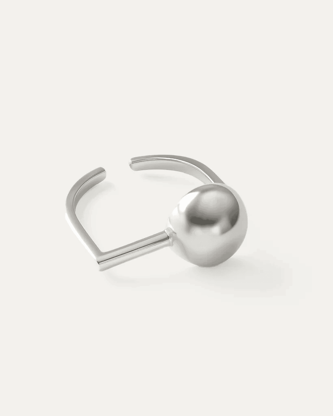 Astra Cube Ring in polished silverplated brass, geometric cuff ring design