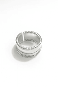Aurora Band – silver-plated brass ring with beaded edges, adjustable design, elegant modern style