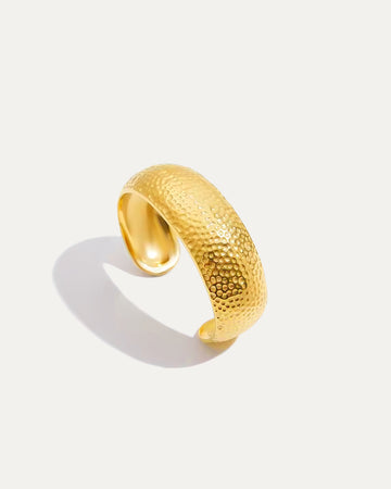Hammered gold cuff bracelet, 18K gold plated minimalist women's statement jewelry