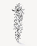 Back view marquise leaf drop earrings, rhodium-plated brass