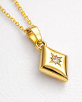 18K gold plated star pendant necklace with crystal detail, minimalist jewelry