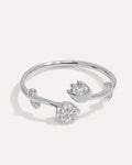 Blooming Tulip Ring in Sterling Silver with pavé crystals