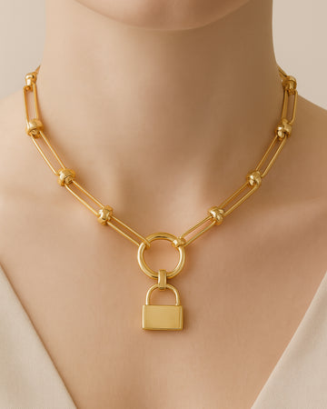 Bold Lock Pendant Chain Necklace