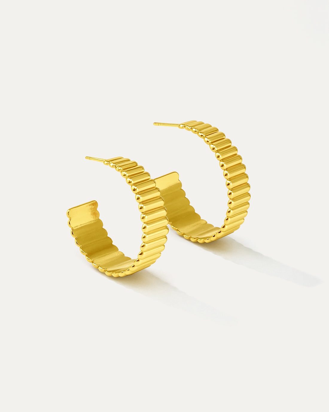 18k gold plated bold groove hoop earrings, sculptural modern minimalist women jewelry