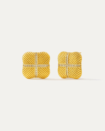 Crystal Cross Square Studs