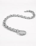 Silver chain bracelet with pavé clasp, minimalist modern women's jewelry design