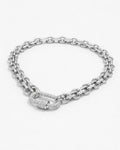 Silver chain necklace with crystal shackle clasp, minimalist women's statement