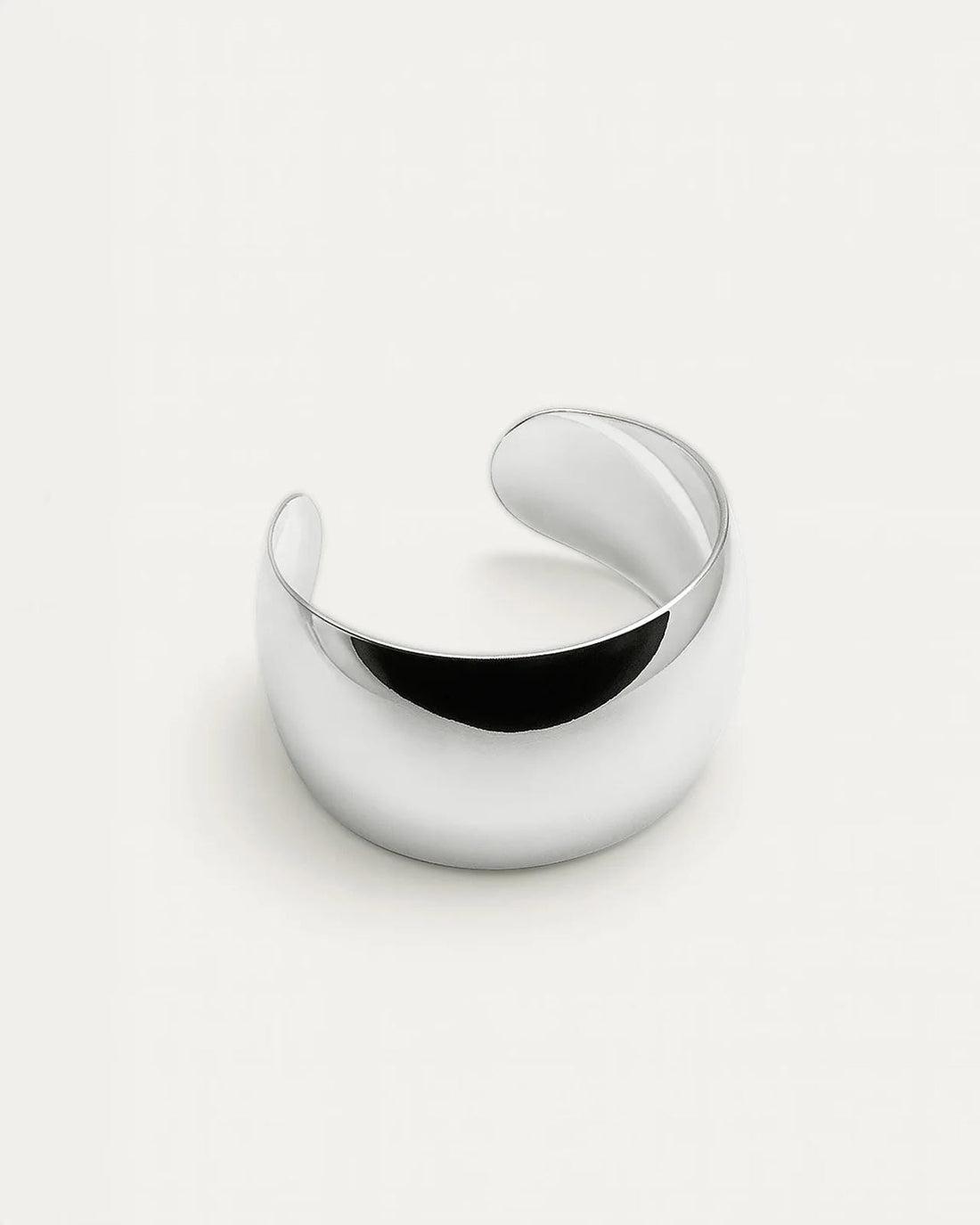 Dome Bold Cuff – Silver-plated brass wide cuff bracelet with polished dome design, statement jewelry