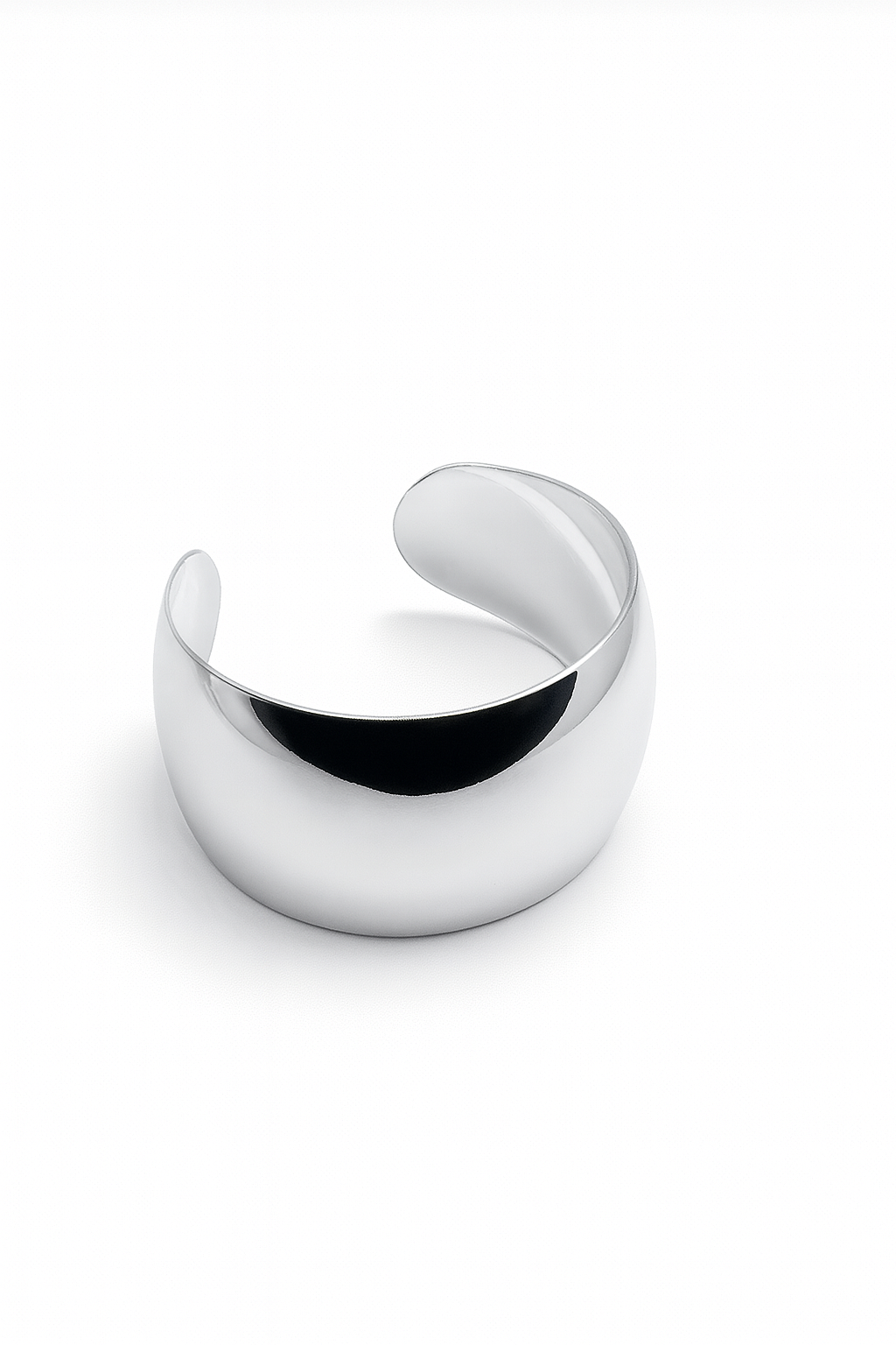 Dome Bold Cuff – Silver-plated brass wide cuff bracelet with polished dome design, statement jewelry