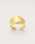 Gold open statement ring with a smooth domed curve and minimal design