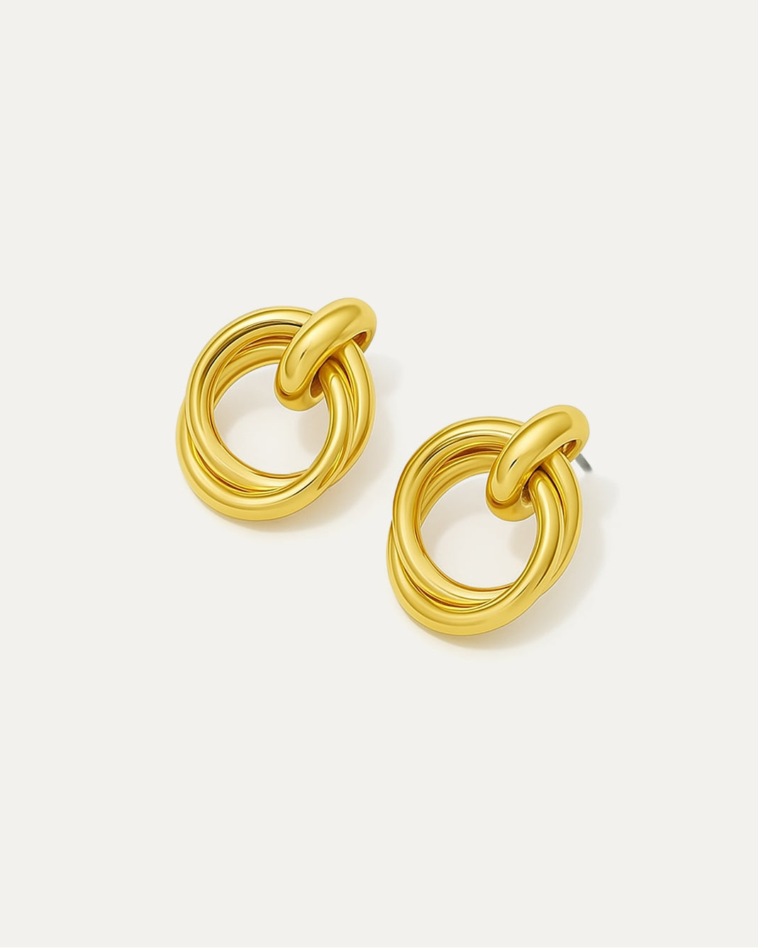 Matte gold double ring stud earrings – 18K gold-plated Double Round Studs by Jadejuri.