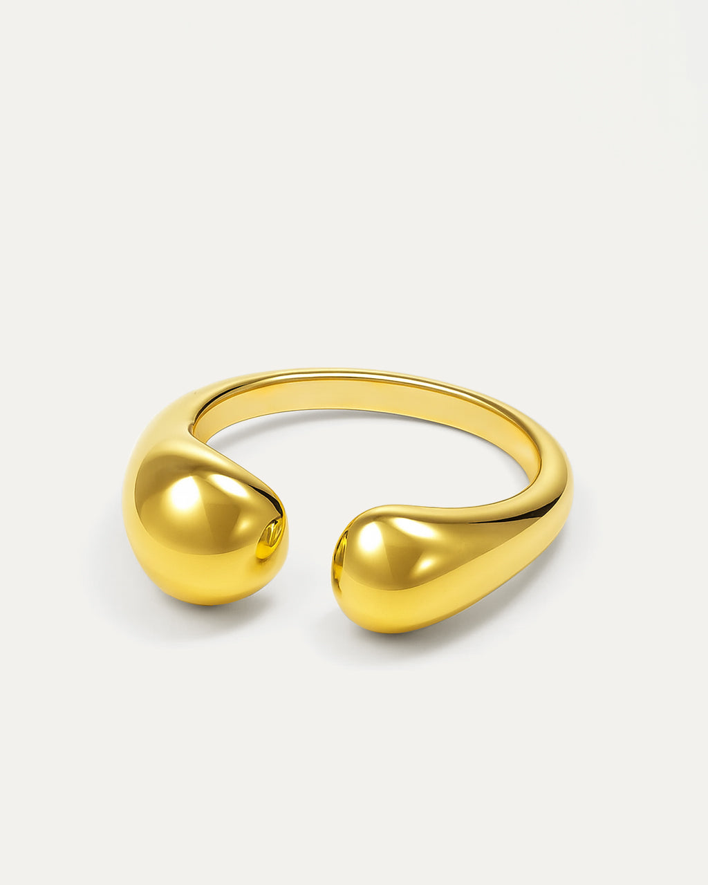 Duo Drop Ring in 18K gold-plated brass with dual polished drop-inspired open design.