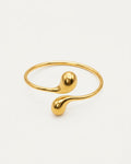 18K gold-plated open cuff bracelet with sculptural double drop design, minimalist adjustable statement bracelet for women
