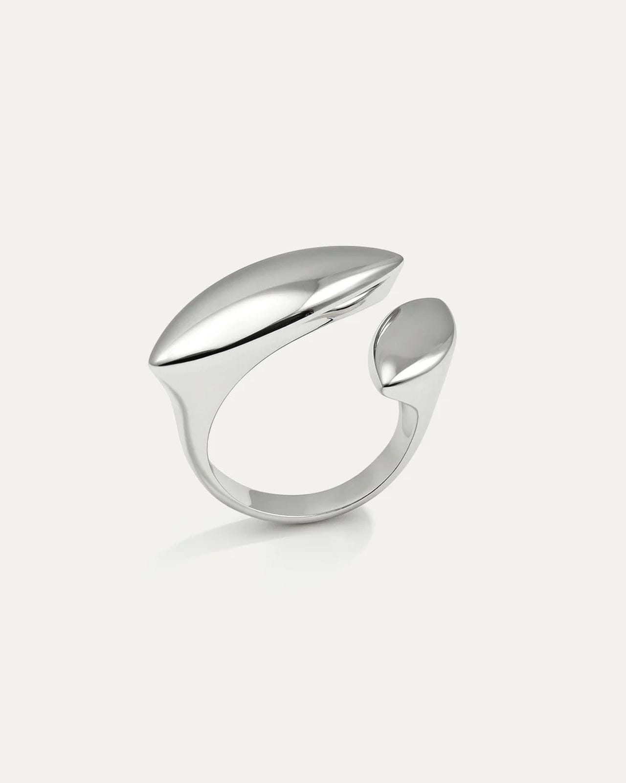 Eclipse Wave Ring in polished silverplated brass, sculptural wave-inspired design