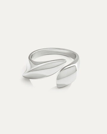 Eclipse Wave Ring in polished silverplated brass, sculptural wave-inspired design
