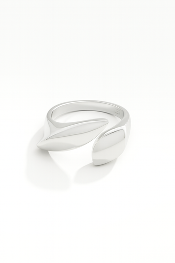 Eclipse Wave Ring in polished silverplated brass, sculptural wave-inspired design