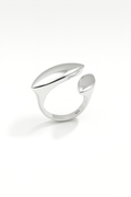 Eclipse Wave Ring in polished silverplated brass, sculptural wave-inspired design