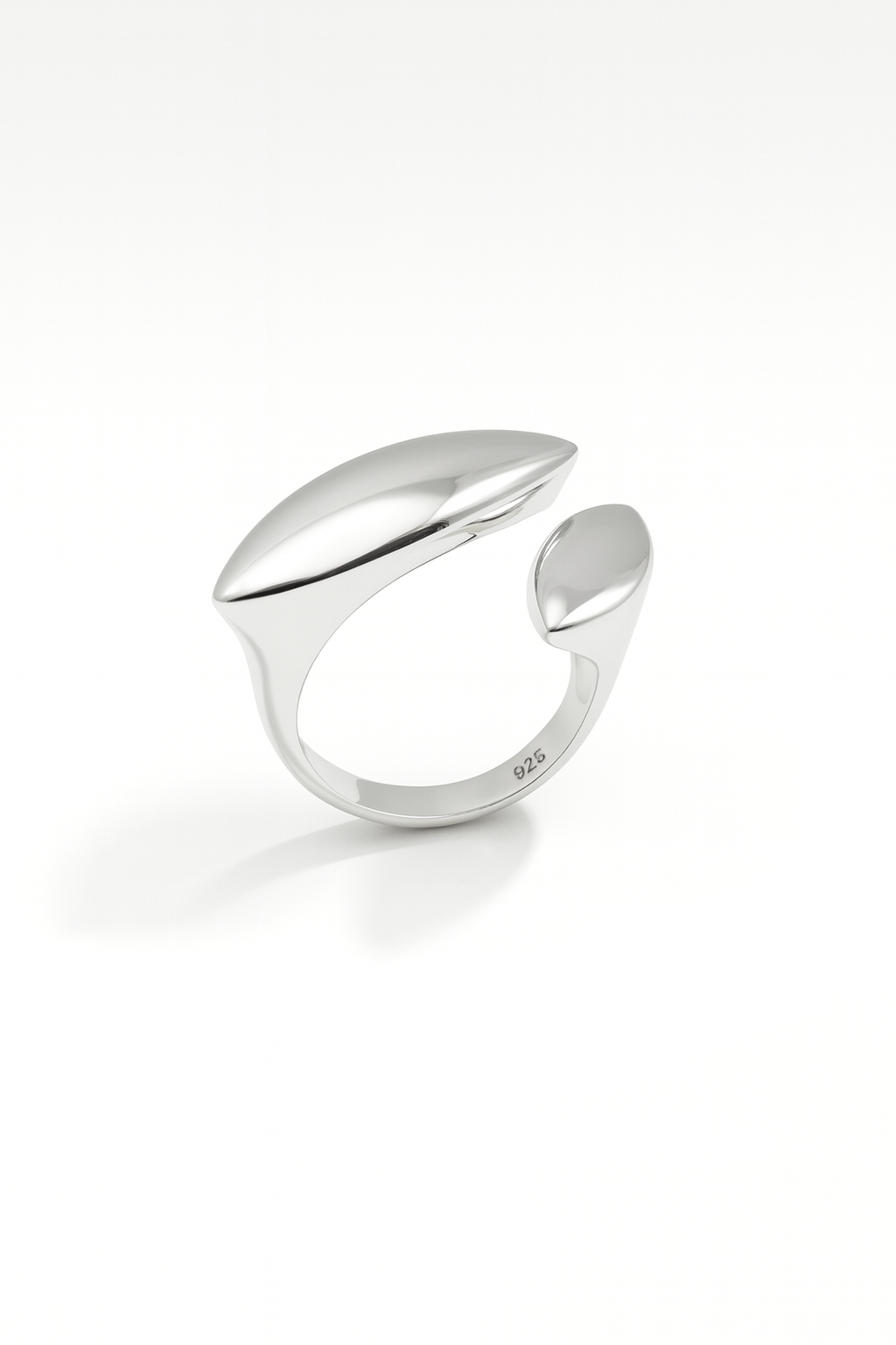 Eclipse Wave Ring in polished silverplated brass, sculptural wave-inspired design