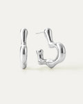 Silver earrings on a white background