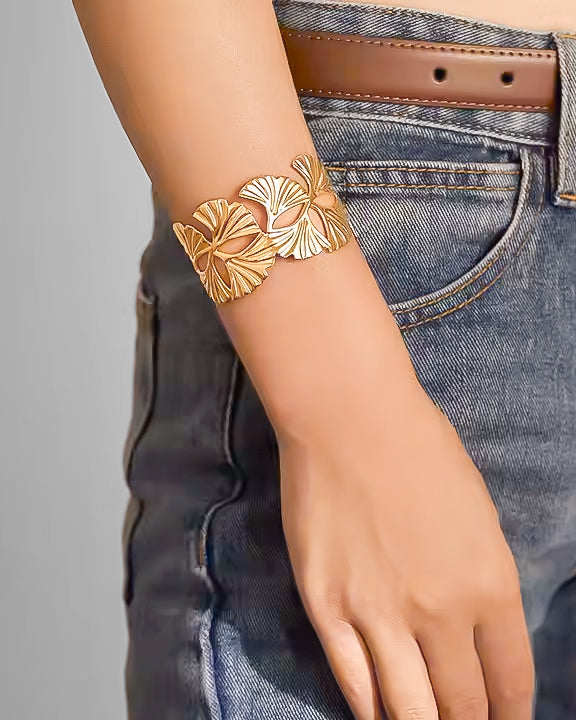 Golden Ginkgo Leaf Cuff