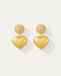 18K gold-plated heart drop earrings with pavé crystal stud women jewelry gift