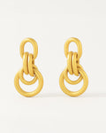 Gold chain-style earrings on a white background