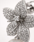 Ivory Bloom pearl drop earrings cubic zirconia floral detail close-up view silver