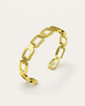 Women’s gold paperclip chain link cuff bracelet, minimalist open bangle everyday
