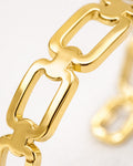 Close-up 18k gold-plated link cuff bracelet, minimalist for women | Jadejuri