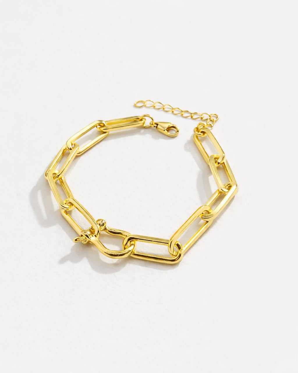 18K gold-plated link chain bracelet with toggle clasp, minimalist women jewelry
