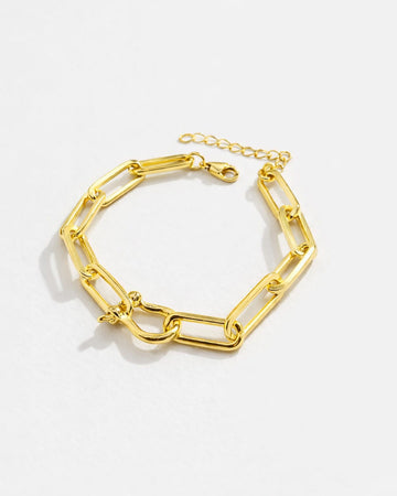 18K gold-plated link chain bracelet with toggle clasp, minimalist women jewelry