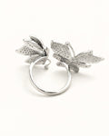 Butterfly adjustable silver ring with micro pavé CZ detailing, back view design