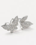 Butterfly adjustable silver ring with micro pavé CZ stones, front view detail