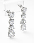 Lumière Cascade water drop earrings with cubic zirconia silver plated design