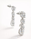 Lumière Cascade water drop earrings back view in silver plated cubic zirconia