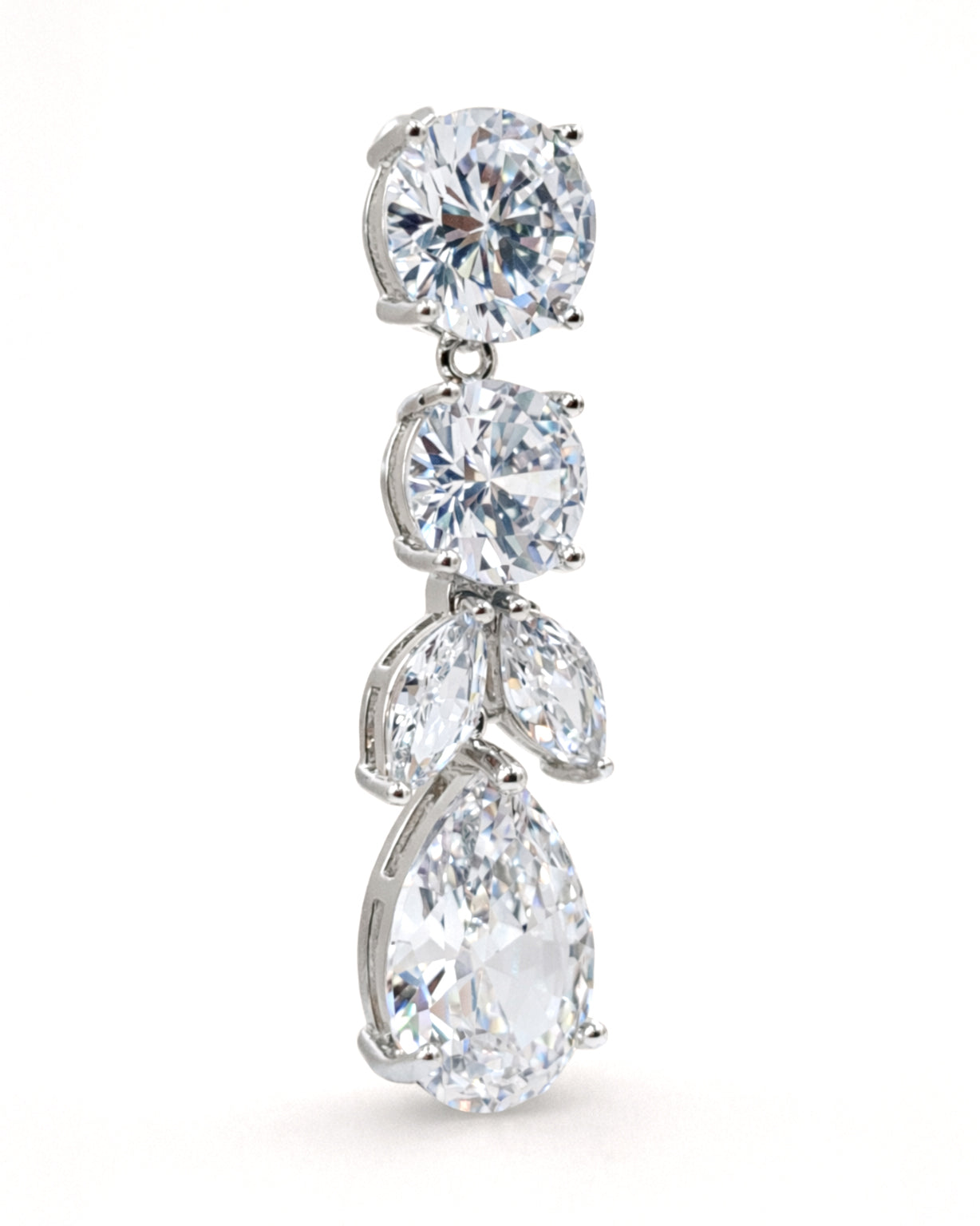 Lumière Cascade water drop earring with cubic zirconia silver plated detail