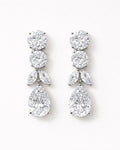 Lumière Cascade water drop earrings with cubic zirconia silver plated finish