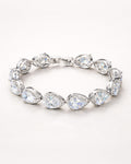 Lumière drop tennis bracelet with clear zircon stones in silver plated finish