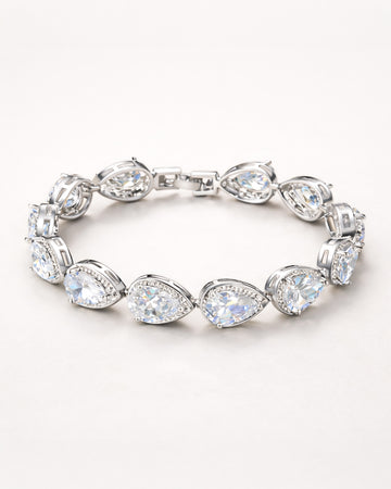 Lumière drop tennis bracelet with clear zircon stones in silver plated finish
