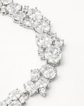 Oval CZ tennis bracelet in silver plated finish with brilliant zircon stones close-up