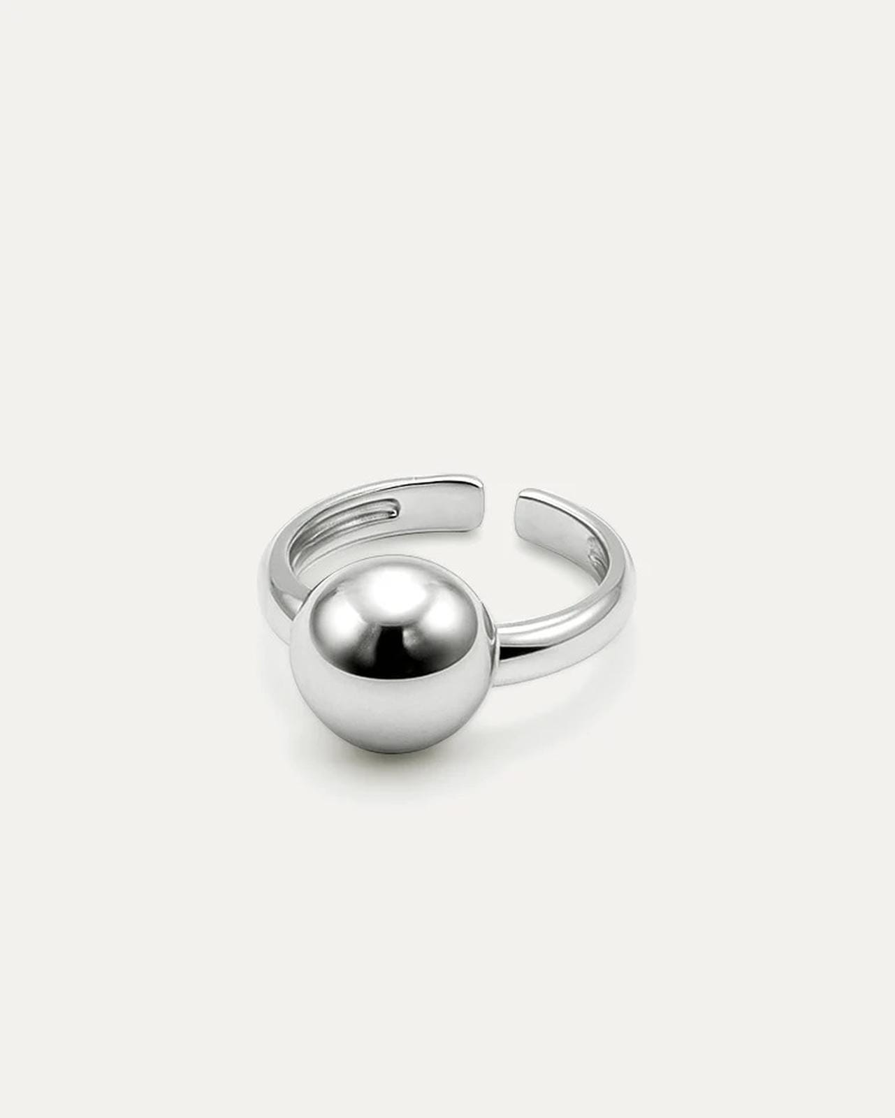 Luna Dome Ring in polished silverplated brass, minimalist statement design