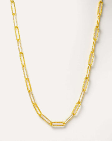 Gold chain necklace on a white background