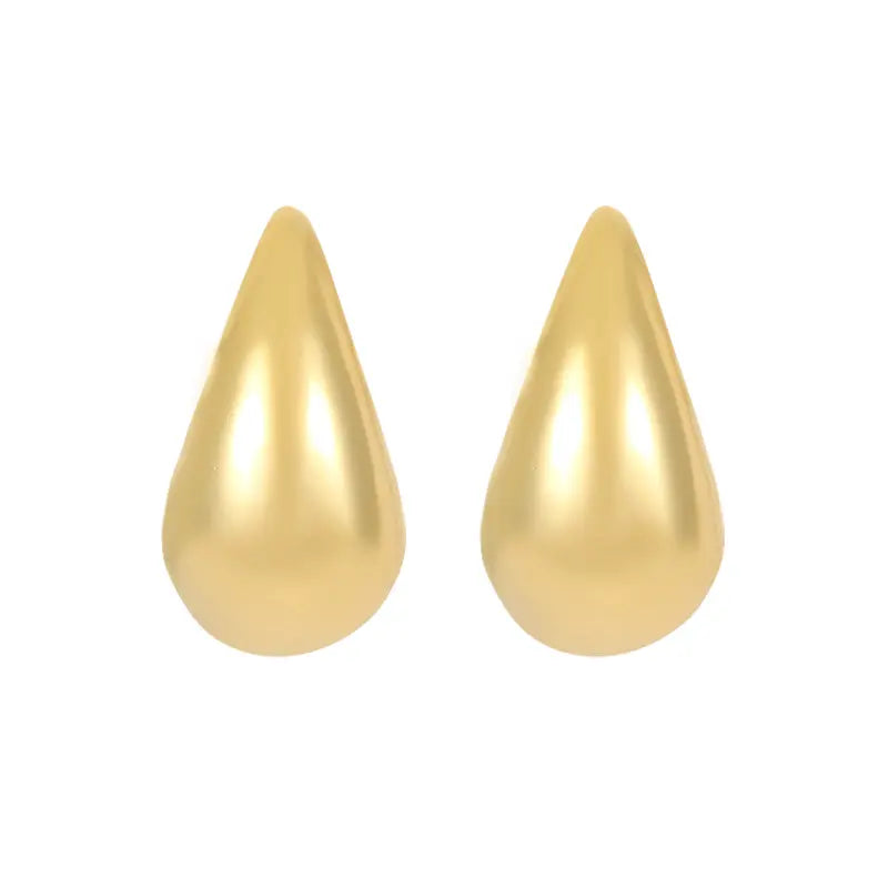 Oval Water Drop Medium Studs Gold Plated Front