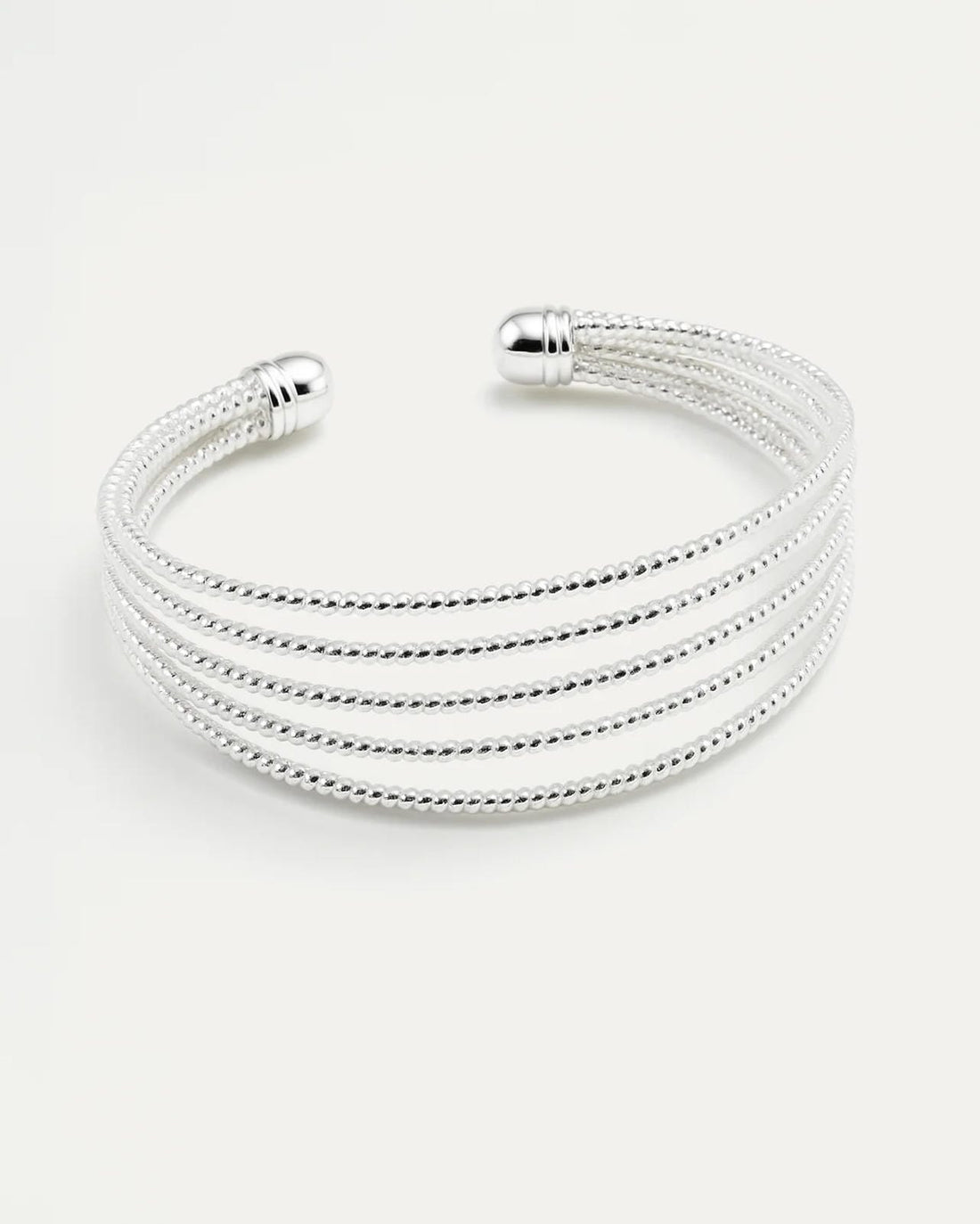 Sterling silver 5-strand beaded cuff bracelet with open design – Quintet Beaded Cuff by Jadejuri