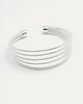 Sterling silver 5-strand beaded cuff bracelet with open design – Quintet Beaded Cuff by Jadejuri