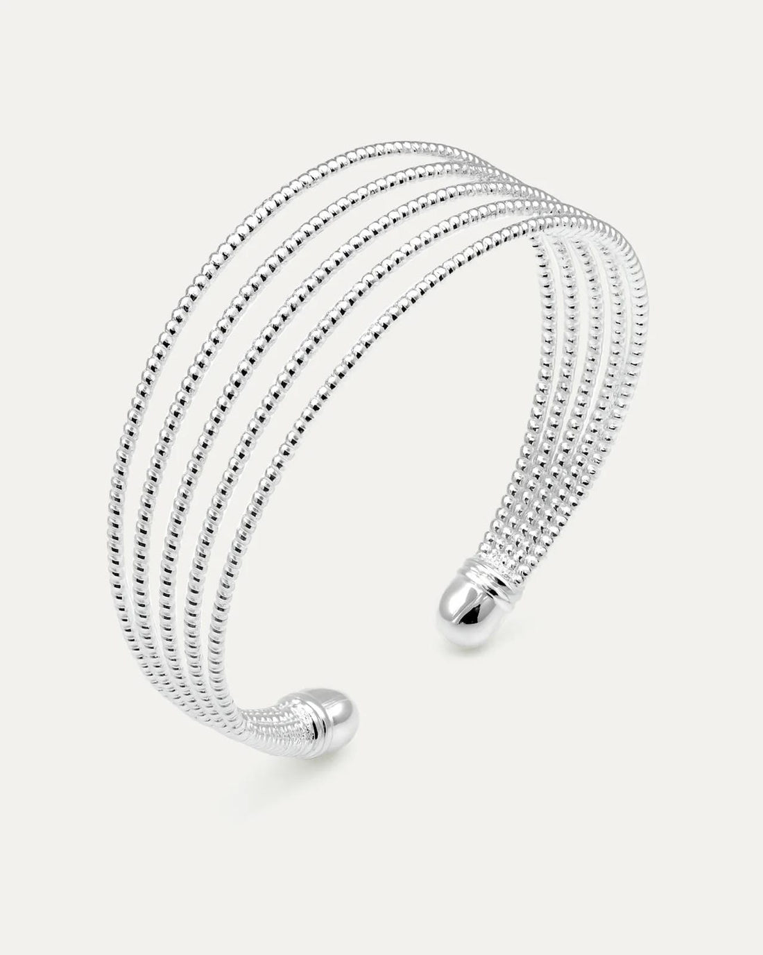 Sterling silver 5-strand beaded cuff bracelet with open design – Quintet Beaded Cuff by Jadejuri